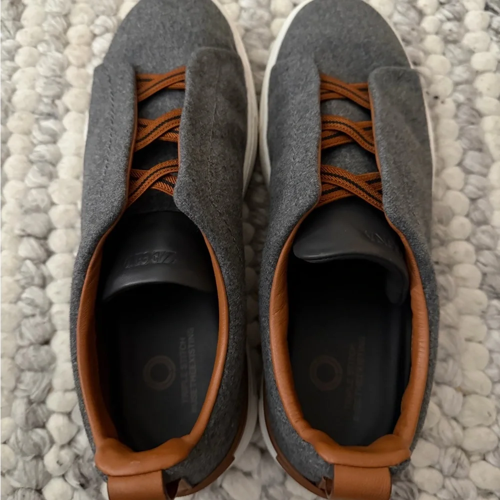 ZEGNA Triple Stitch Men's Sneakers - US Size 9 - Picture 3 of 5